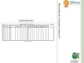 REGISTRO DE ENTRADAS MODELO 1

FISCAL LEGAL
OUTUBRO/2011

 