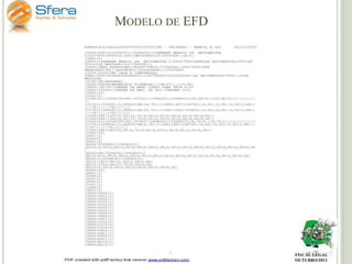 MODELO DE EFD

FISCAL LEGAL
OUTUBRO/2011

 