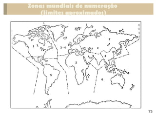 Zonas mundiais de numeração
(limites aproximados)
73
 