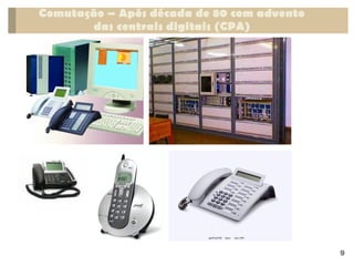Comutação – Após década de 80 com advento
das centrais digitais (CPA)
9
 