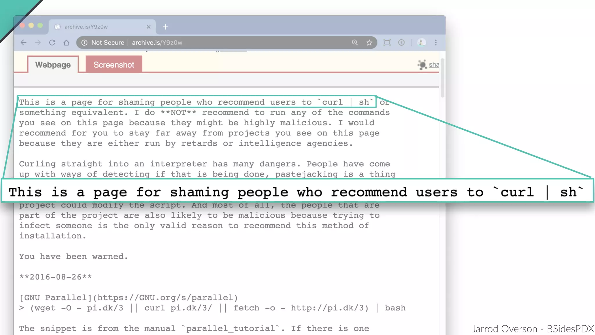Jarrod Overson - BSidesPDX
 