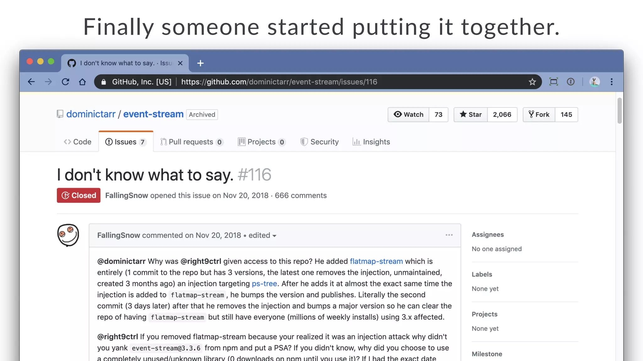 Finally someone started putting it together.
 