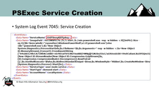 PSExec Service Creation
• System Log Event 7045: Service Creation
 