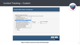 Incident Tracking – Custom
18https://incident.veriscommunity.net/s3/example
 