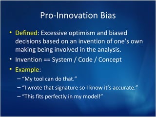 Developing Analytic Technique and Defeating Cognitive Bias in Security ...