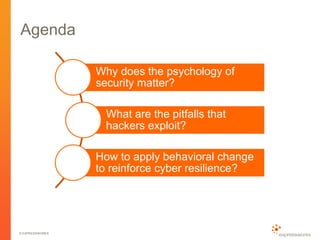 © EXPRESSWORKS
Agenda
Why does the psychology of
security matter?
What are the pitfalls that
hackers exploit?
How to apply behavioral change
to reinforce cyber resilience?
 