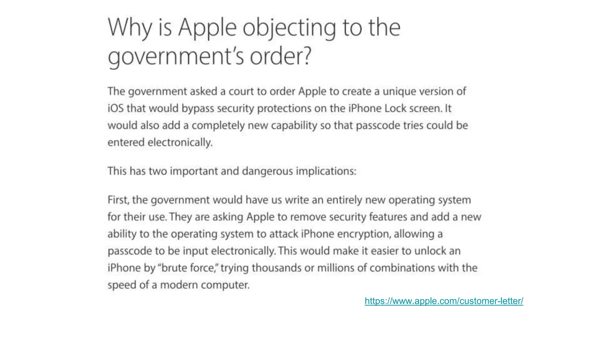 https://www.apple.com/customer-letter/
 