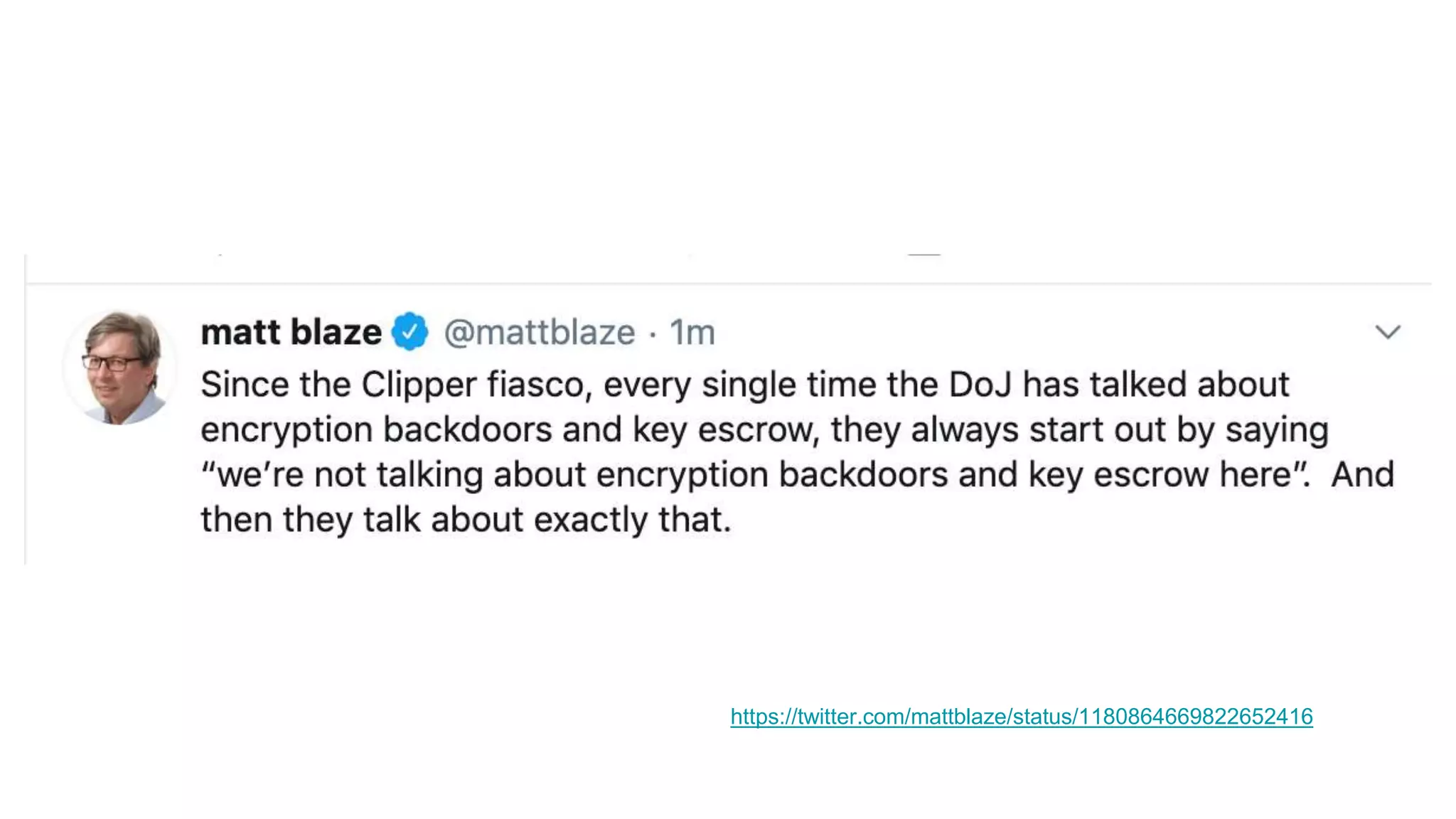 https://twitter.com/mattblaze/status/1180864669822652416
 