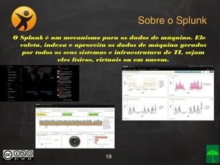 Sobre o Splunk
O Splunk é um mecanismo para os dados de máquina. Ele
coleta, indexa e aproveita os dados de máquina gerados
por todos os seus sistemas e infraestrutura de TI, sejam
eles físicos, virtuais ou em nuvem.

19

 