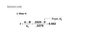 Solution cntd
.2525 0
6.662
.0379
b
b B
t
s
- -
= = =
From H0
q Step 4:
 