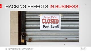 HACKING EFFECTS IN BUSINESS
ID-NETWORKERS | WWW.IDN.ID
8
 