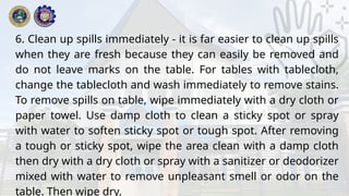Table Class Cleanliness MAINTANING CLEANLINESS AND ORDERLINES IN DINIG ROOM.pptx