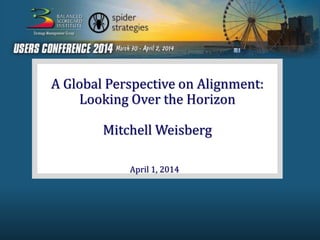 A Global Perspective on Alignment:
Looking Over the Horizon
Mitchell Weisberg
April 1, 2014
 