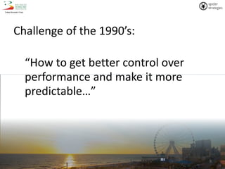 9
Challenge of the 1990’s:
“How to get better control over
performance and make it more
predictable…”
 