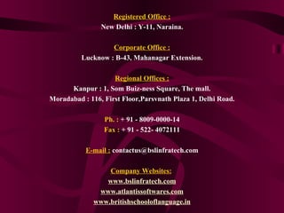Registered Office :
                New Delhi : Y-11, Naraina.

                   Corporate Office :
          Lucknow : ...