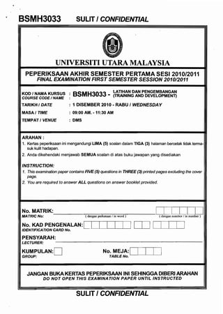 Bsmh 3033 past year 3