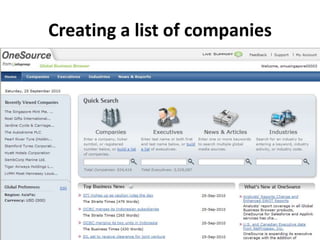 Creating a list of companies 