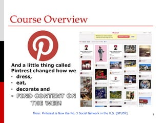 Course Overview




    More: Pinterest is Now the No. 3 Social Network in the U.S. [STUDY]   8
 