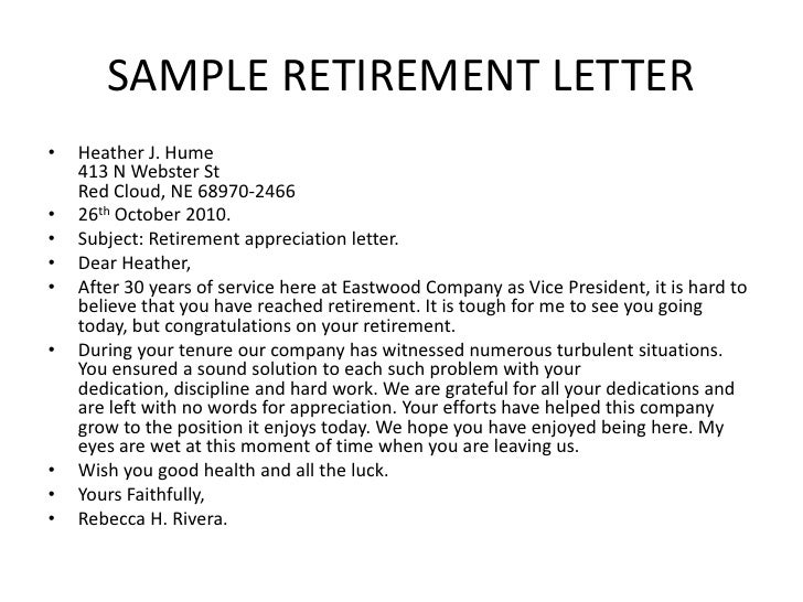 congratulations on your retirement letter