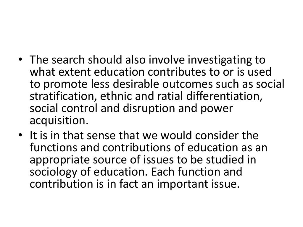 Issues In Sociology Of Education