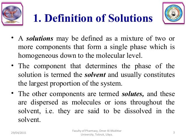 Solutions and their properties