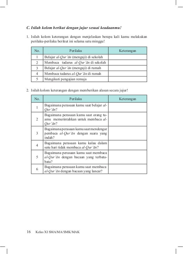 Soal Agama Islam Kelas Xi Kurikulum 2013.Pendidikan Agama 