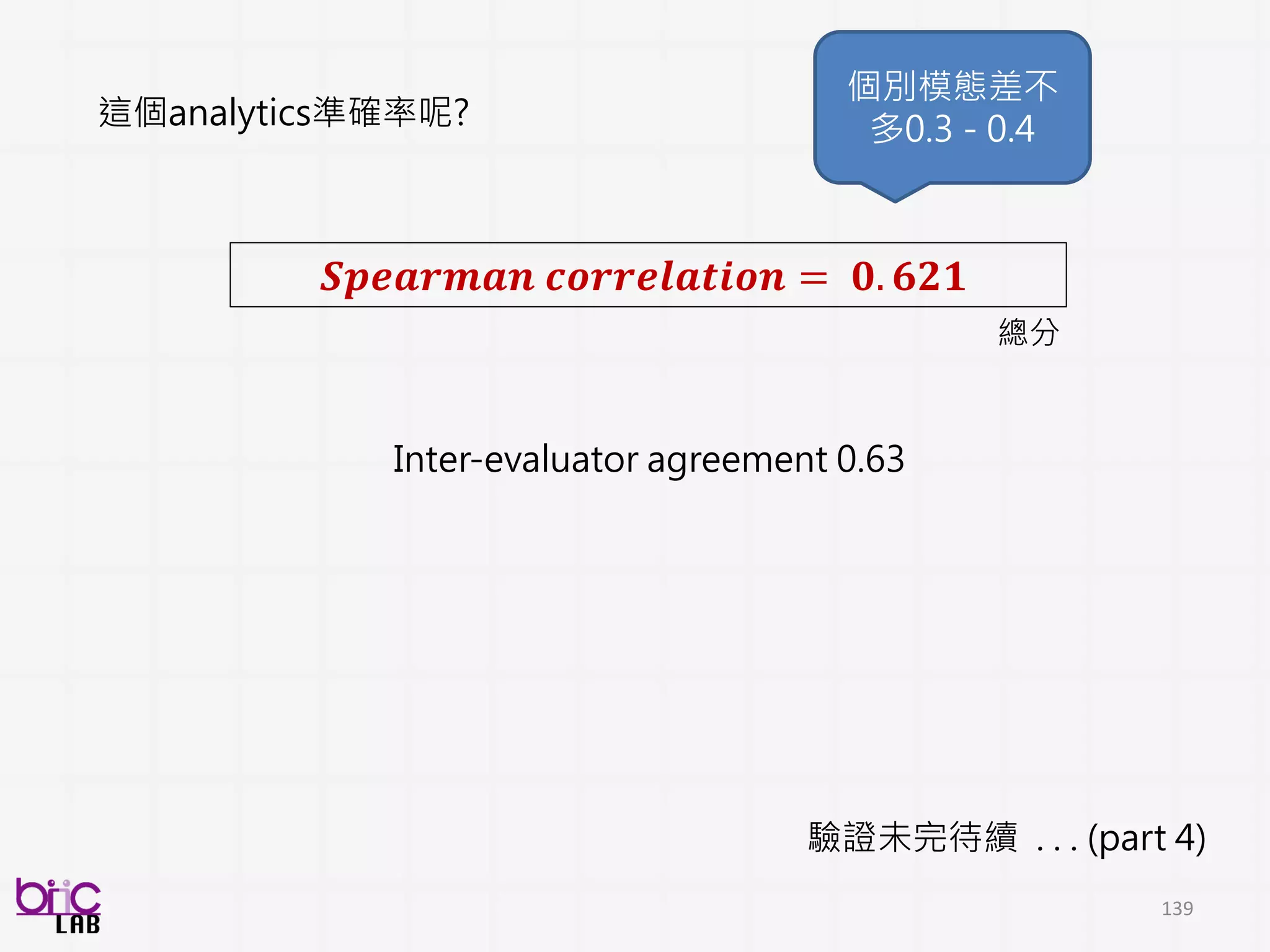 139
Distributed word representation
用向量表達一個字(詞)
CBOW predicting the word given its context
Skip-gram predicting the context given a word
distributed representation encoded in the hidden layer of the neural
network as representations of words
 