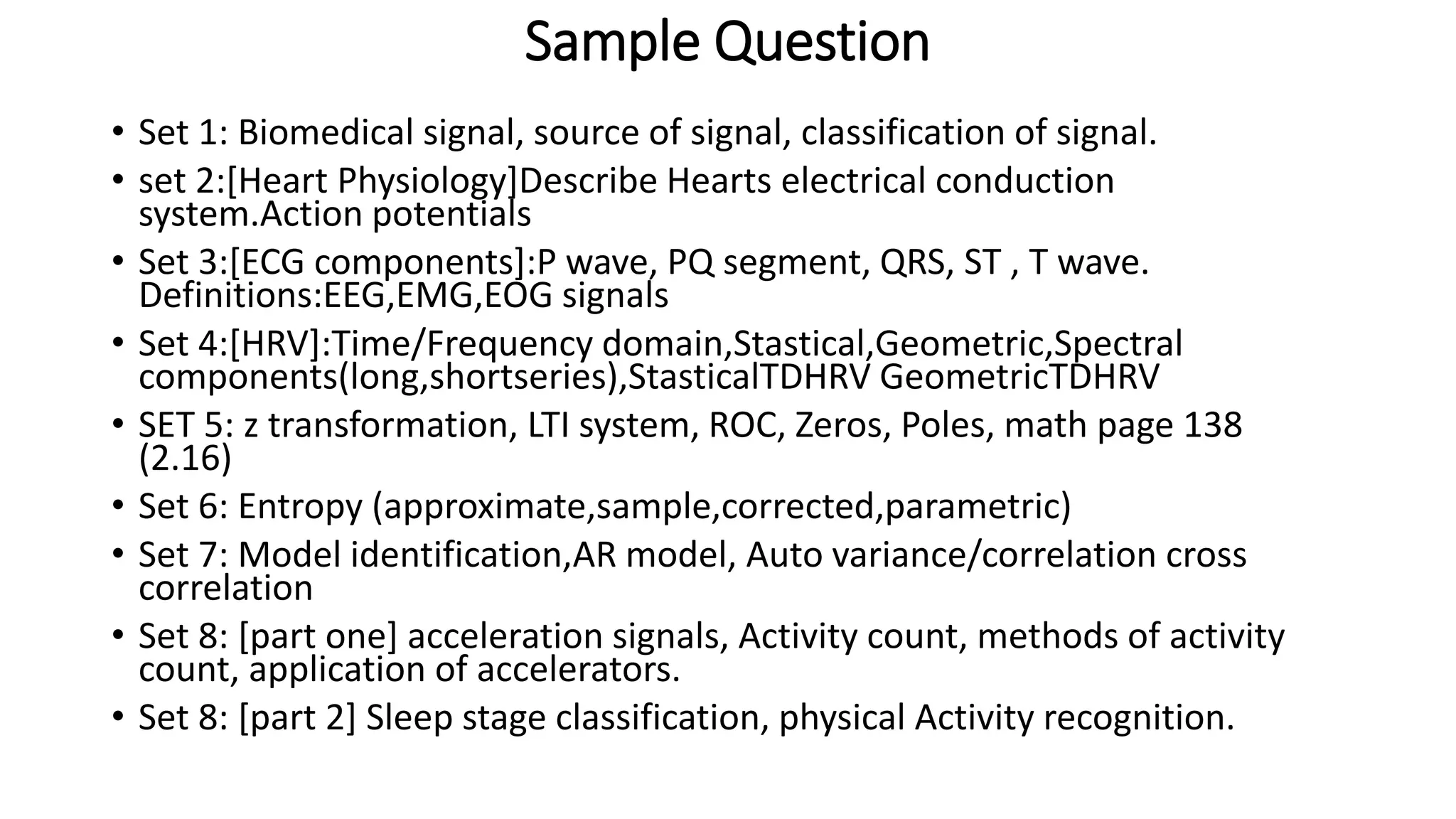 Islamic University Sample Question Solution 2019 (Biomedical Signal
