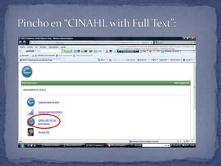 Pincho en “CINAHL with Full Text”: