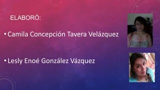 ELABORÓ:

• Camila Concepción Tavera Velázquez
• Lesly Enoé González Vázquez

 