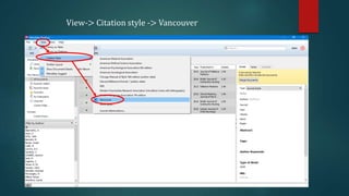View-> Citation style -> Vancouver
 