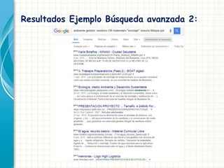 Resultados Ejemplo Búsqueda avanzada 2:
 