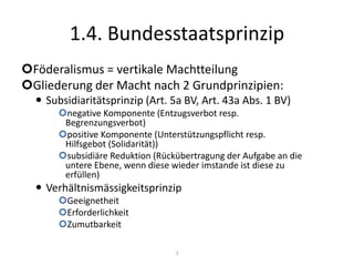 1.4. BundesstaatsprinzipFöderalismus = vertikale Machtteilung