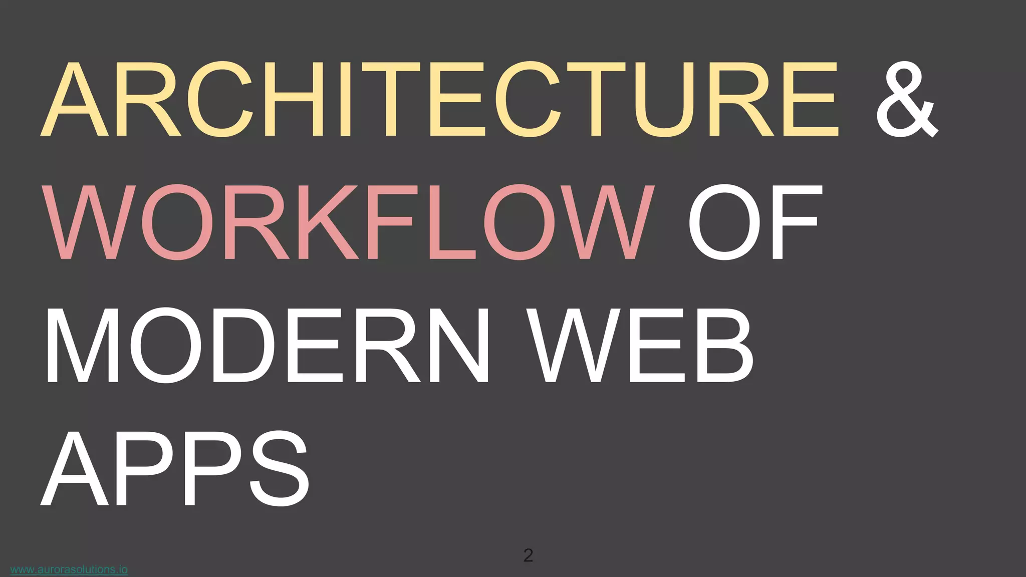 www.aurorasolutions.io
2
ARCHITECTURE &
WORKFLOW OF
MODERN WEB
APPS
 