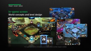 In-game screen
World concepts and level design
PROJECT : DICAST : WORLD
The images shown are still in development, so the resources can be partially changed or modified.
 