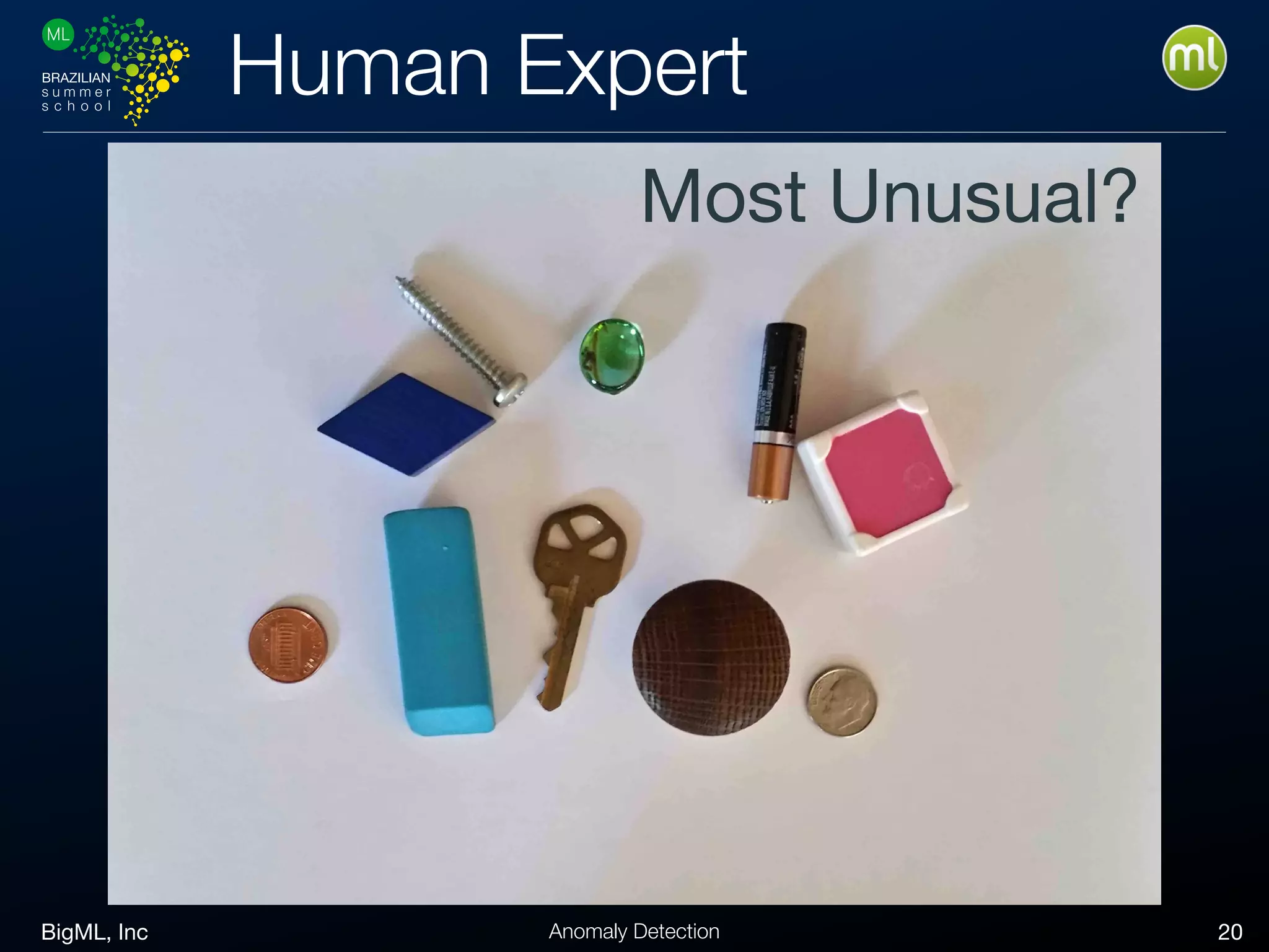 BigML, Inc 20Anomaly Detection
Human Expert
Most Unusual?
 