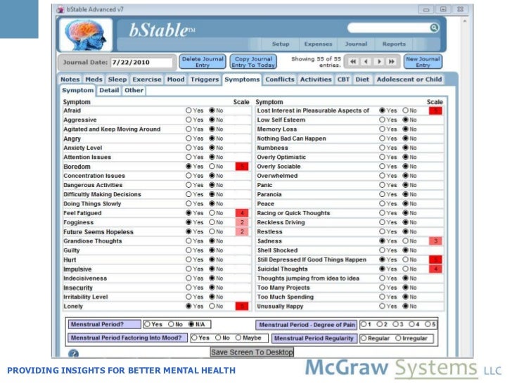 A typical self-management app interface