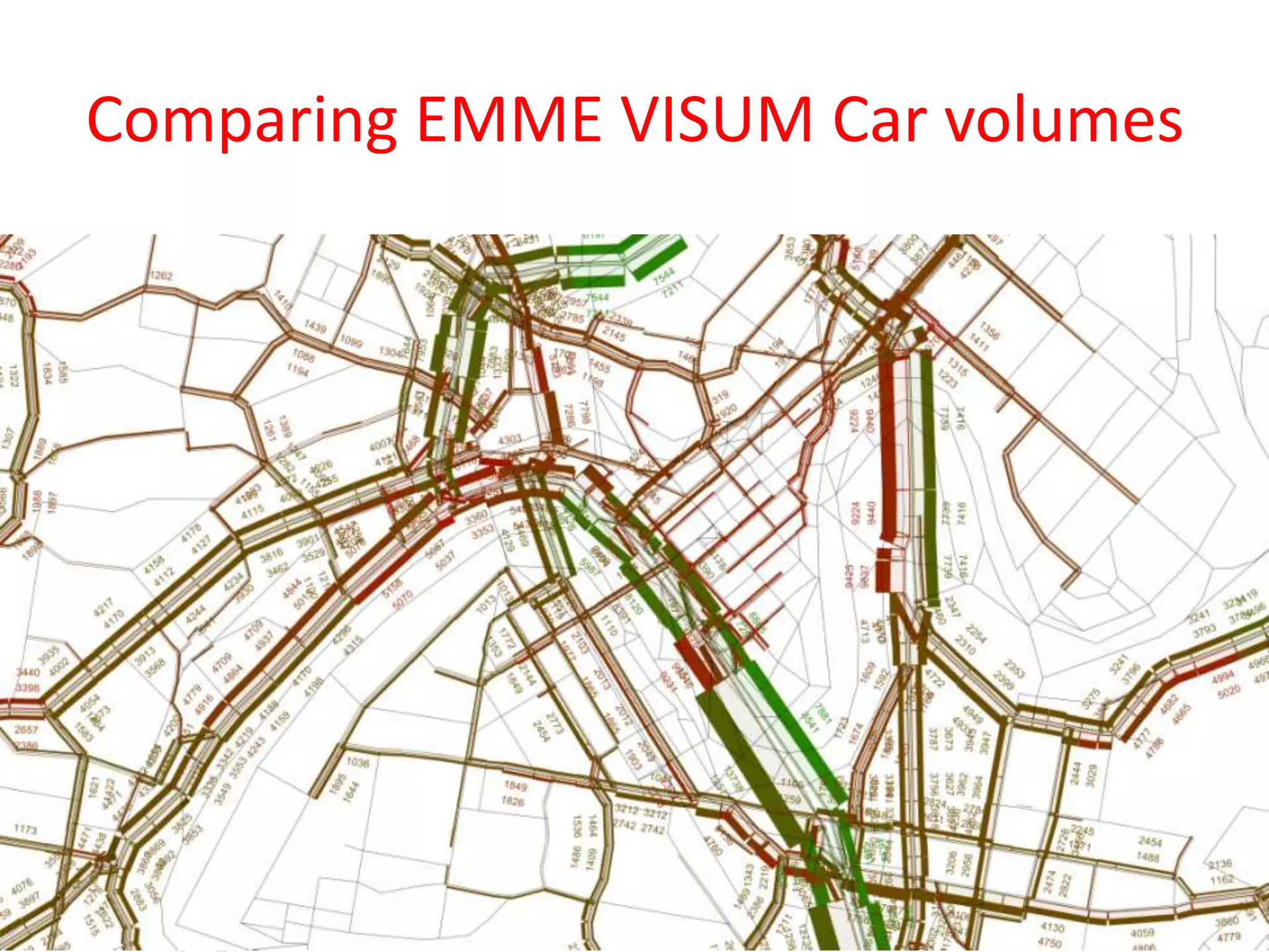 Comparing EMME VISUM Car volumes