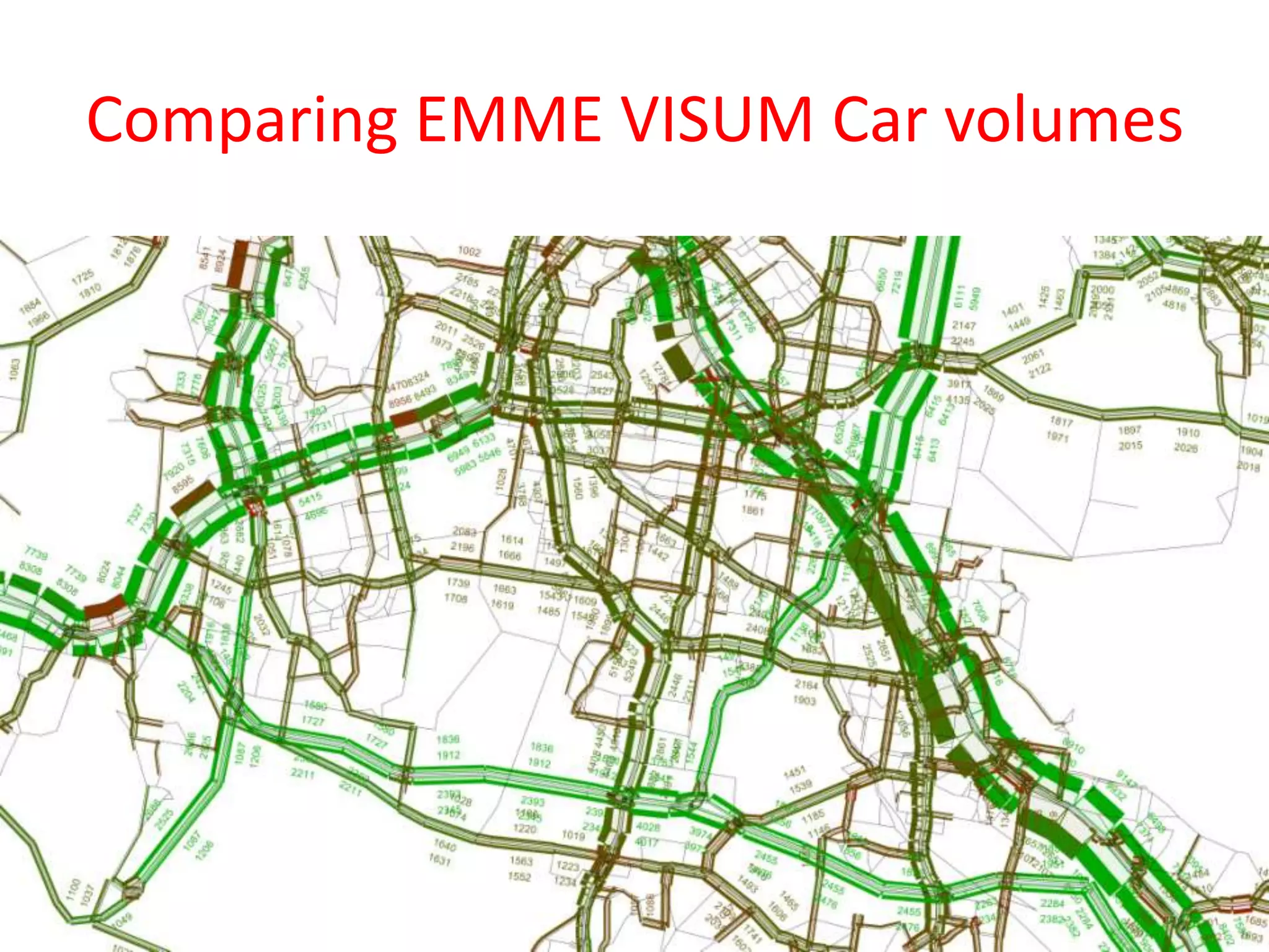 Comparing EMME VISUM Car volumes
