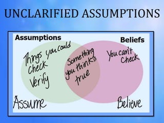 UNCLARIFIED ASSUMPTIONS
 