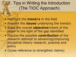 Tioc Format Example (THESIS) Bsu Mentoring Thesis Writers | PPT