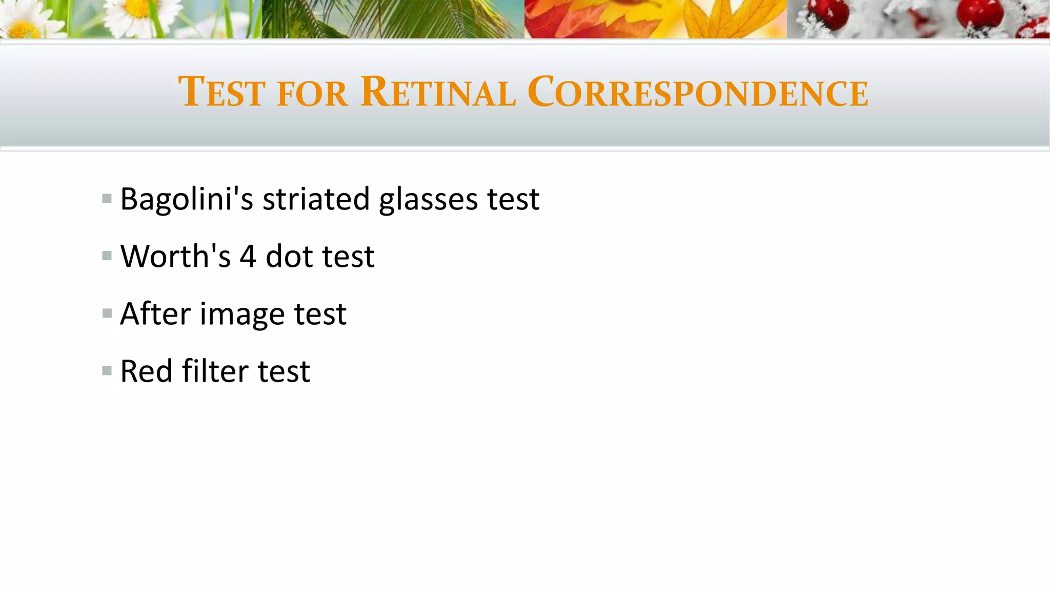 Binocular Single Vision Tests PPT