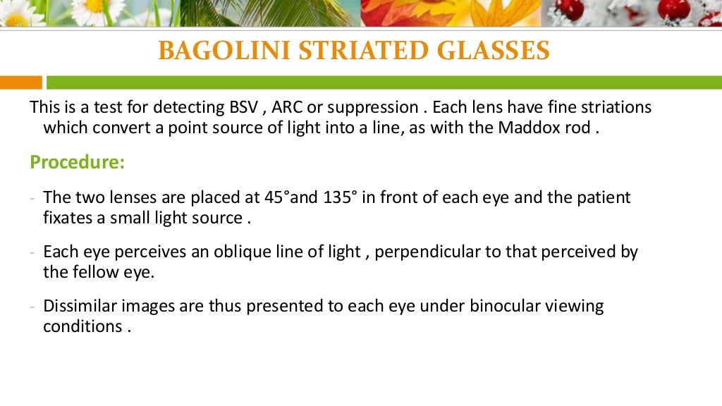Binocular Single Vision Tests