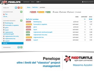 Penelope           agile.open.connected
oltre i limiti del "classico" project
                        management      Massimo Azzolini
 