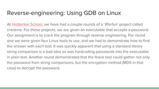Reverse Engineering Using Gdb On Linux Ppt Reverse Engineering Using Gdb On Linux Ppt