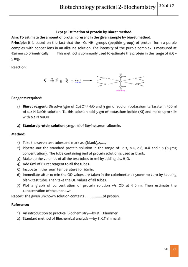 B.Sc.II semester, Biotechnology / Biochemistry lab manual | PDF