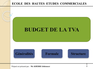 Préparé est présenté par : Mr. KHERRI Abdenacer
1
2
ECOLE DES HAUTES ETUDES COMMERCIALES
Généralités Formule Structure
 