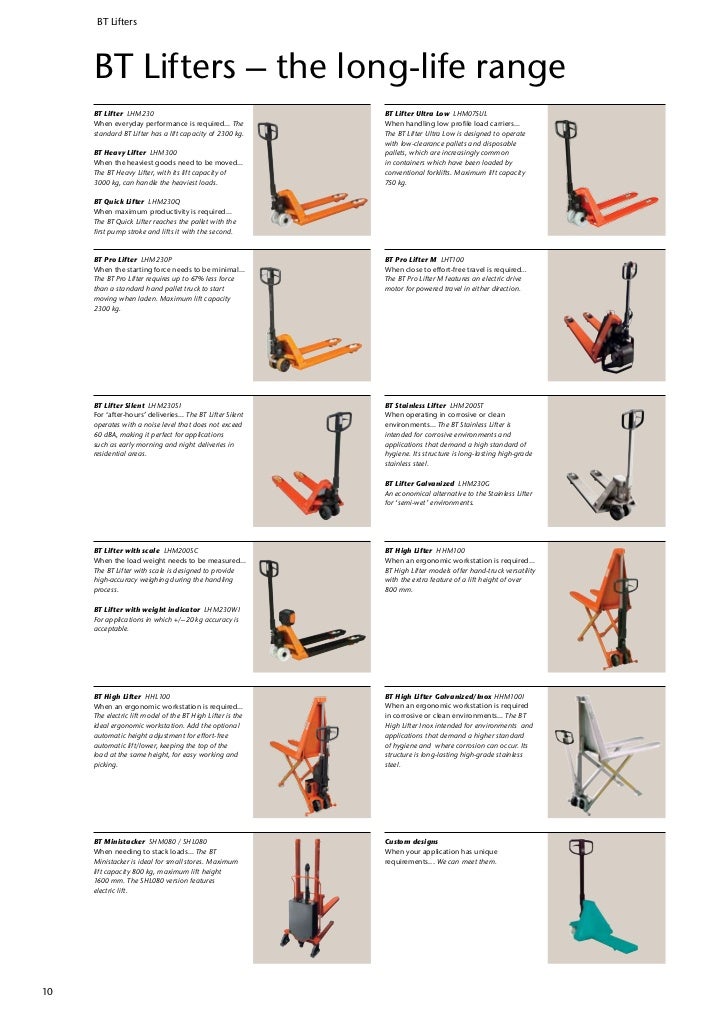 TMHE Hand Pallet Trucks Make Material Handling Easy BT Lifter Range