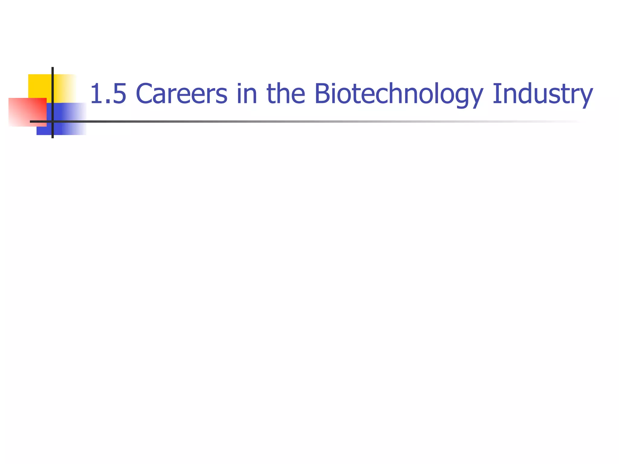 1.5 Careers in the Biotechnology Industry

 