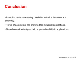 induction motor presentation - electrical machines | PPTX